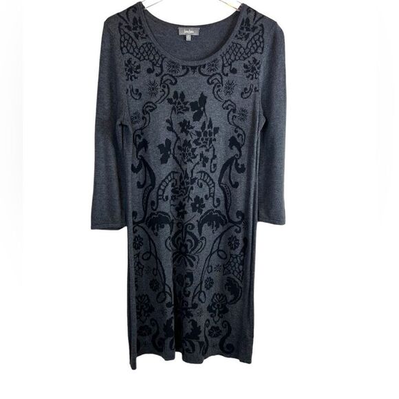 NEIMAN MARCUS Sweater Dress in Dark Gray and Black Size Medium - Picture 1 of 8